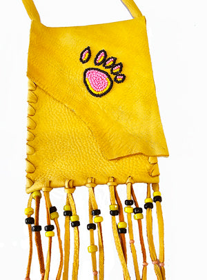 Beaded Leather Bag - Bear Paw image