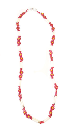 Red Quill Necklace - Red With Daisy Chain image