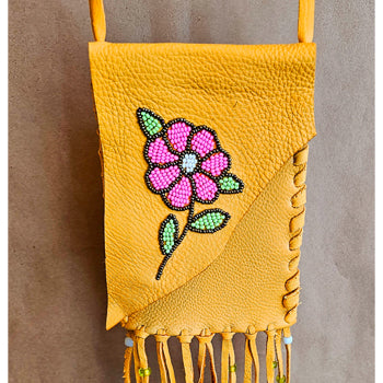 Beaded Leather Bag - Flower image