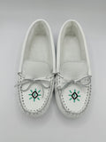 Ladies White Beaded Moccasins image 0