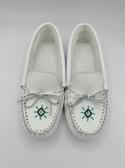 Ladies White Beaded Moccasins image 0