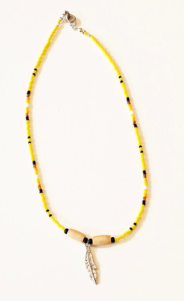 Yellow Beaded Necklace image 1