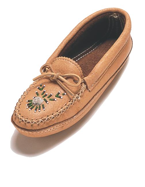 Ladies Moccasins with Beadwork - 7, Dark Tan image