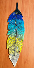 Blue Rainbow Wooden Feather