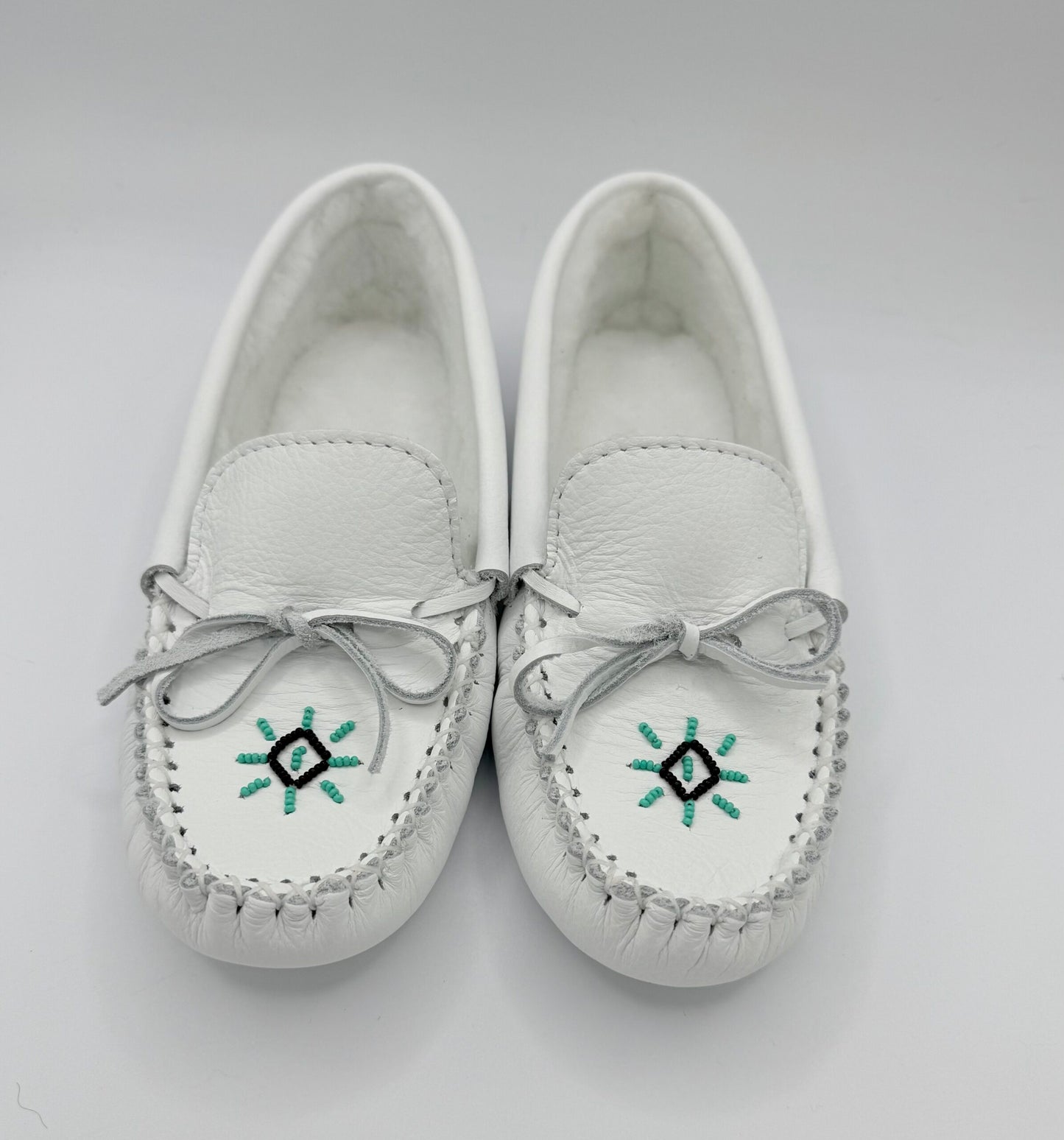 Ladies White Beaded Moccasins image 1