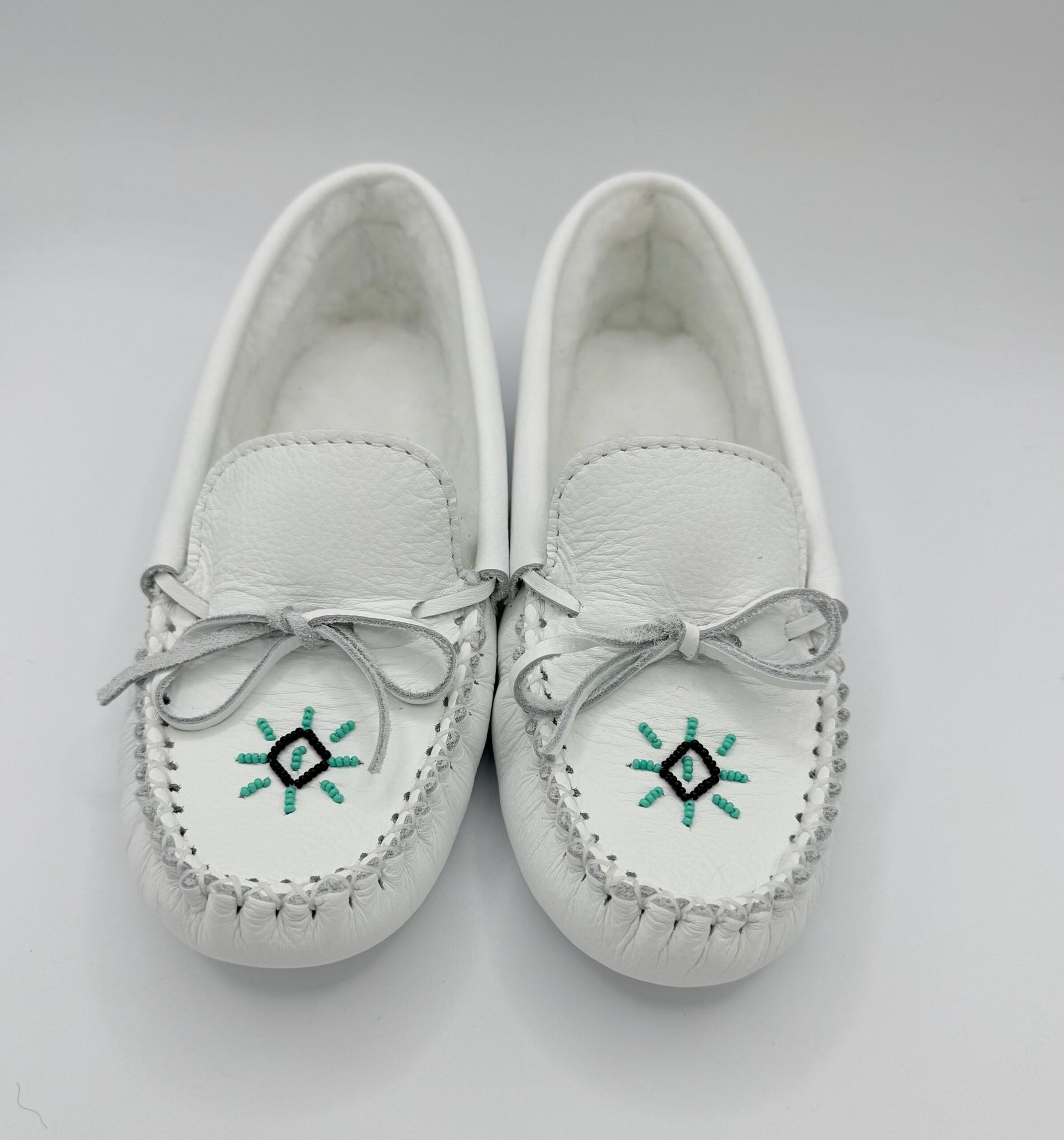Ladies White Beaded Moccasins image 1