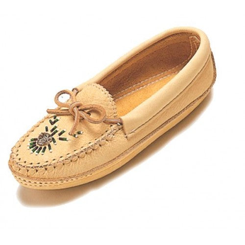 Ladies Moccasins with Beadwork - 7, Tan image
