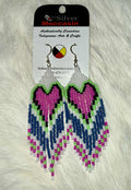 Neon Heart Beaded Earrings