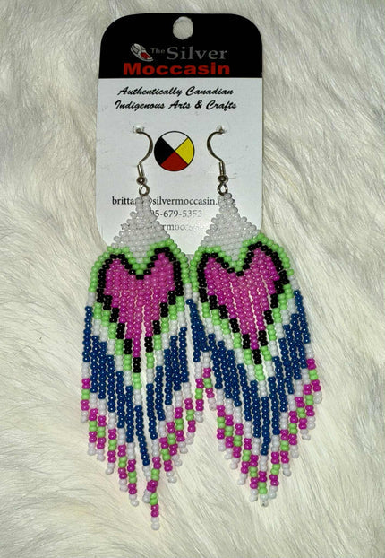 Neon Heart Beaded Earrings