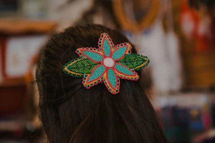 Green Large Floral Barrette