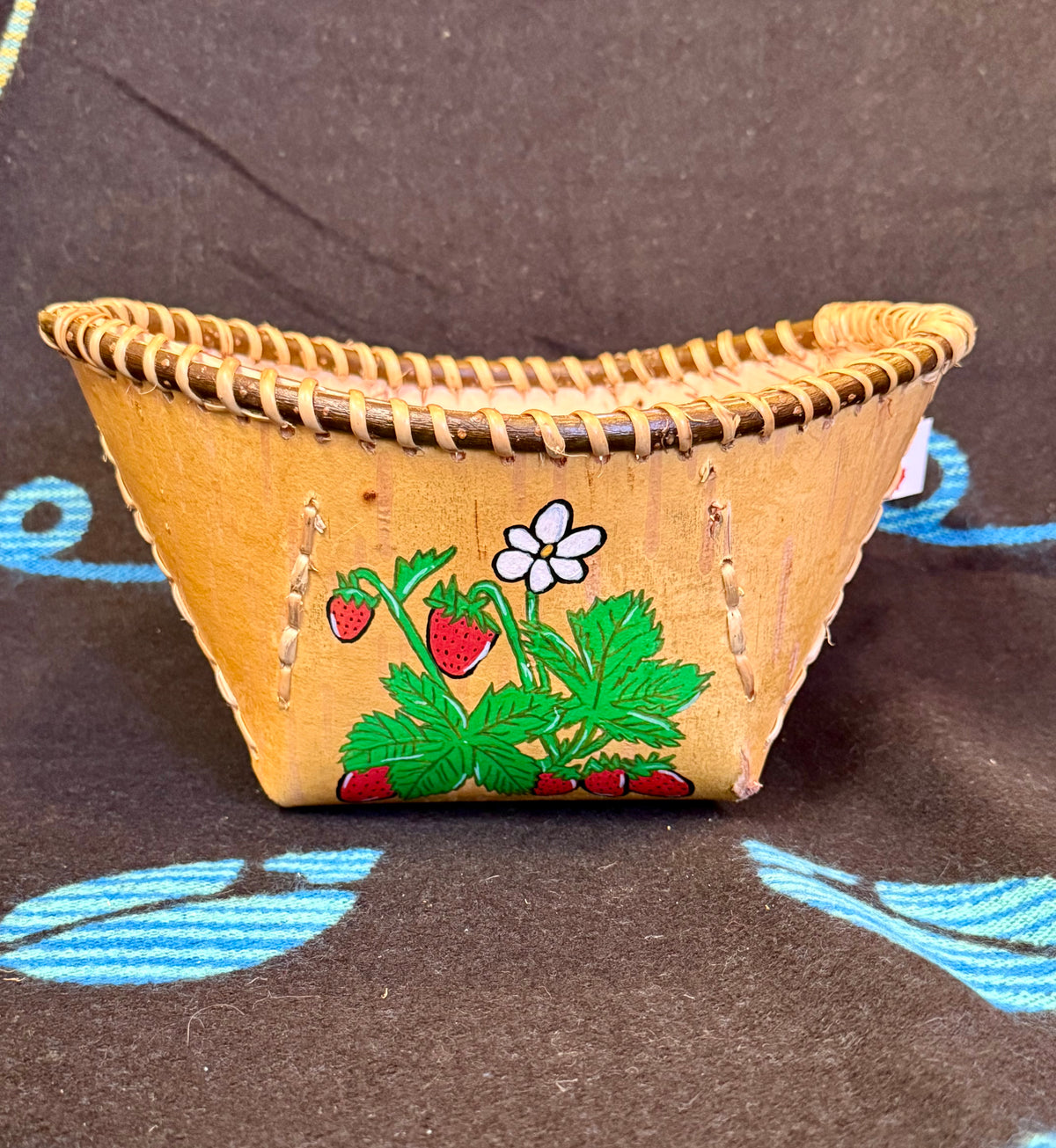 Large Strawberry Birch Bark Basket