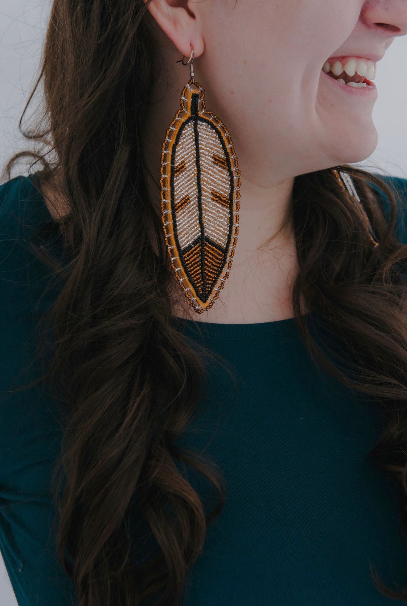 Feather Beaded Earrings