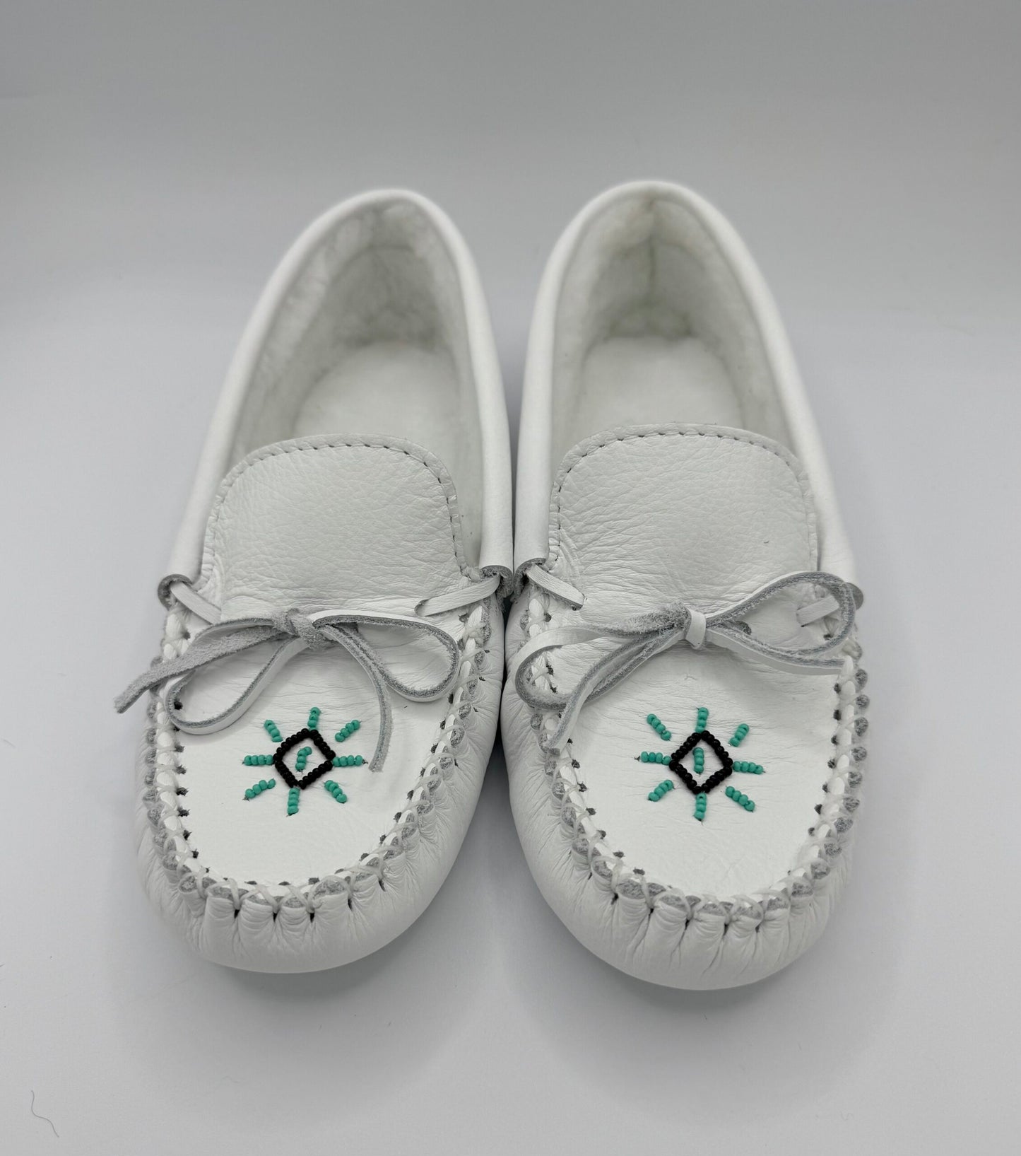 Ladies White Beaded Moccasins image 2