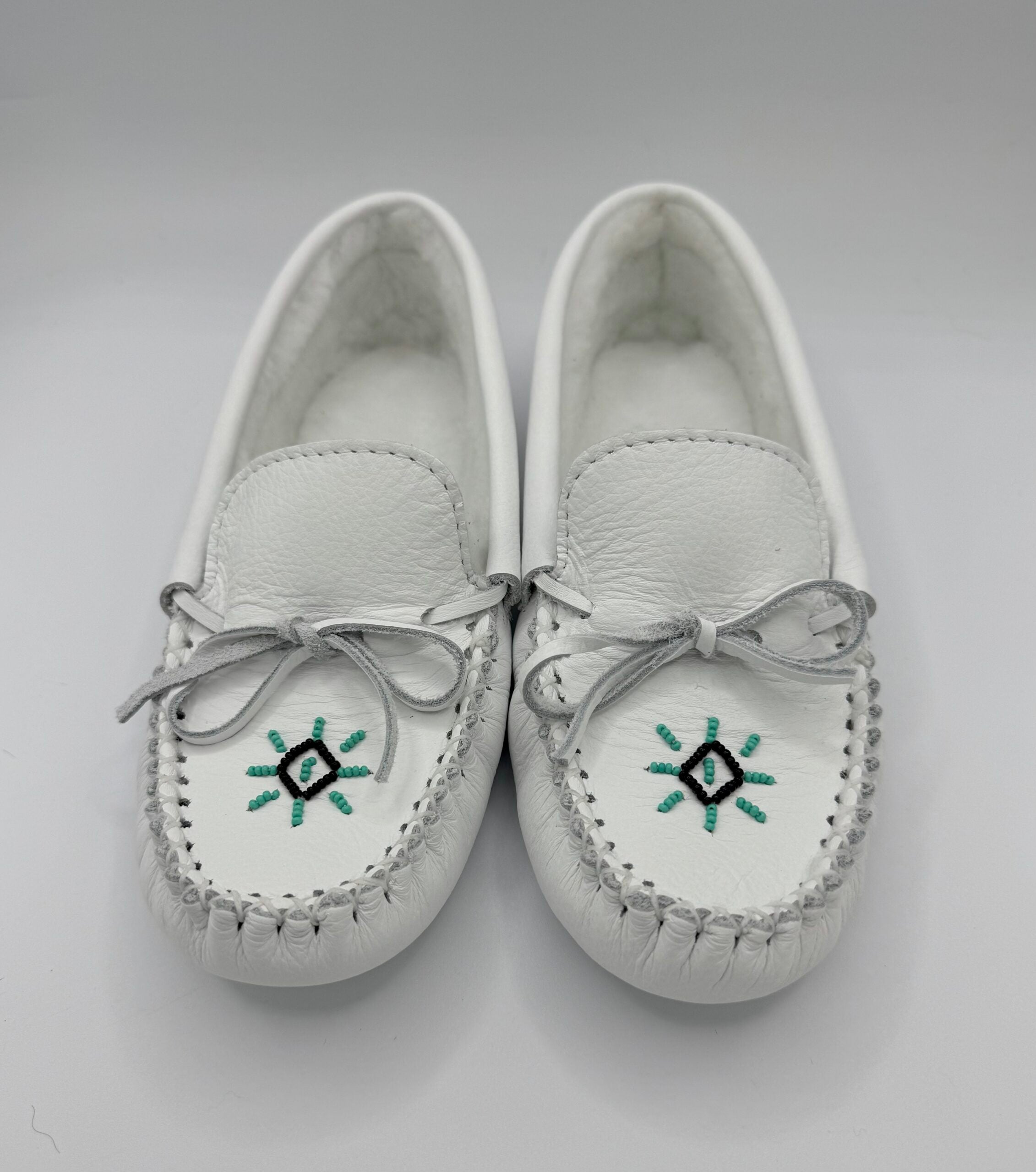 Ladies White Beaded Moccasins image 2