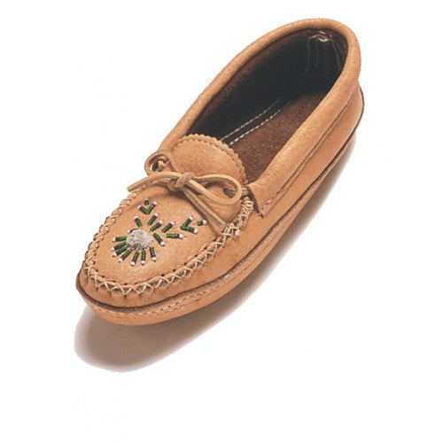 Ladies Moccasins with Beadwork - 10, Dark Tan image