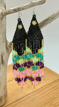 Long Geometeric Beaded Earrings
