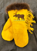 Handmade Moosehide Gauntlets – Indigenous Made, Embroidered Moose (Size XL)