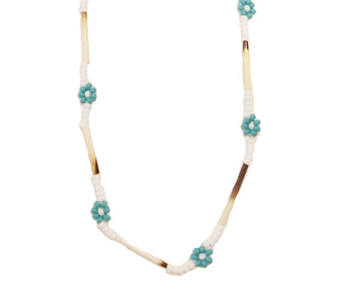 Turquoise Quill Necklace - Single Strand with Blue Daisy image