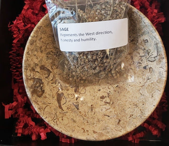 Marble Bowl Smudge Kit - Fossil image