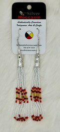 Long White Loop Beaded Earrings