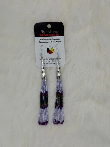 Two Tone Purple Loop Beaded Earrings