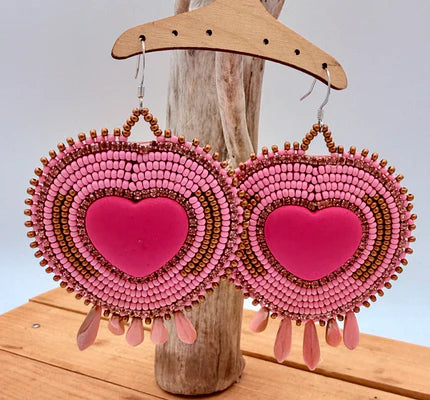 Dripping Hearts Beaded Earrings