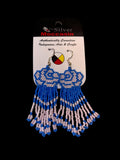 Blue Rose Beaded Earrings
