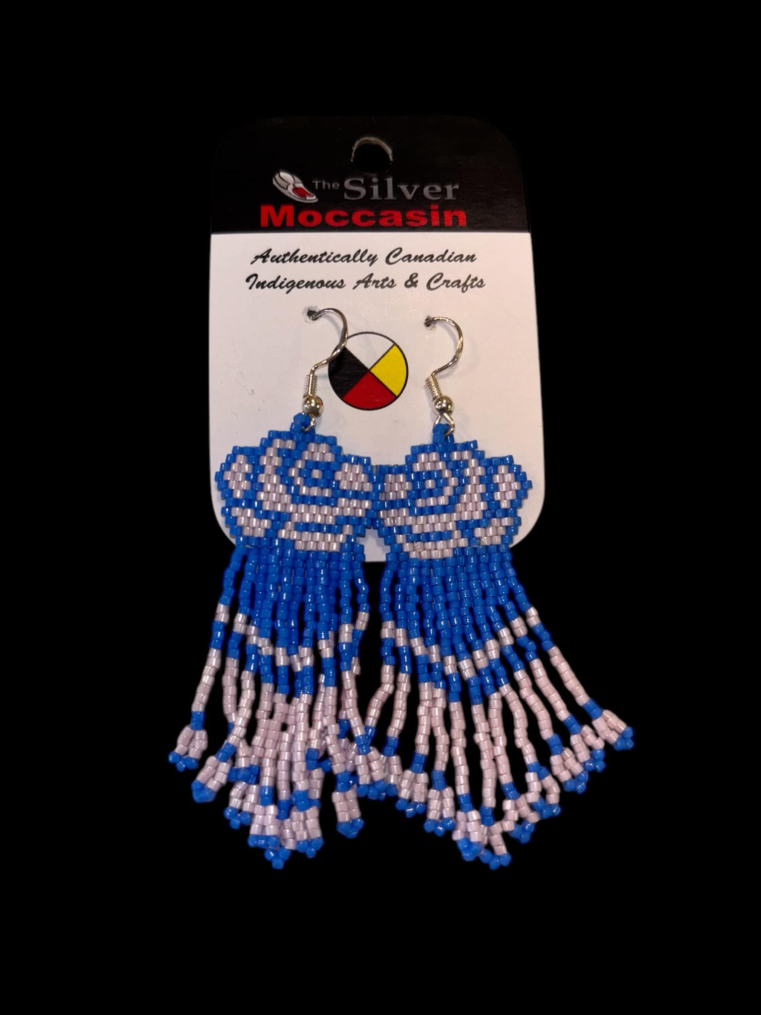 Blue Rose Beaded Earrings