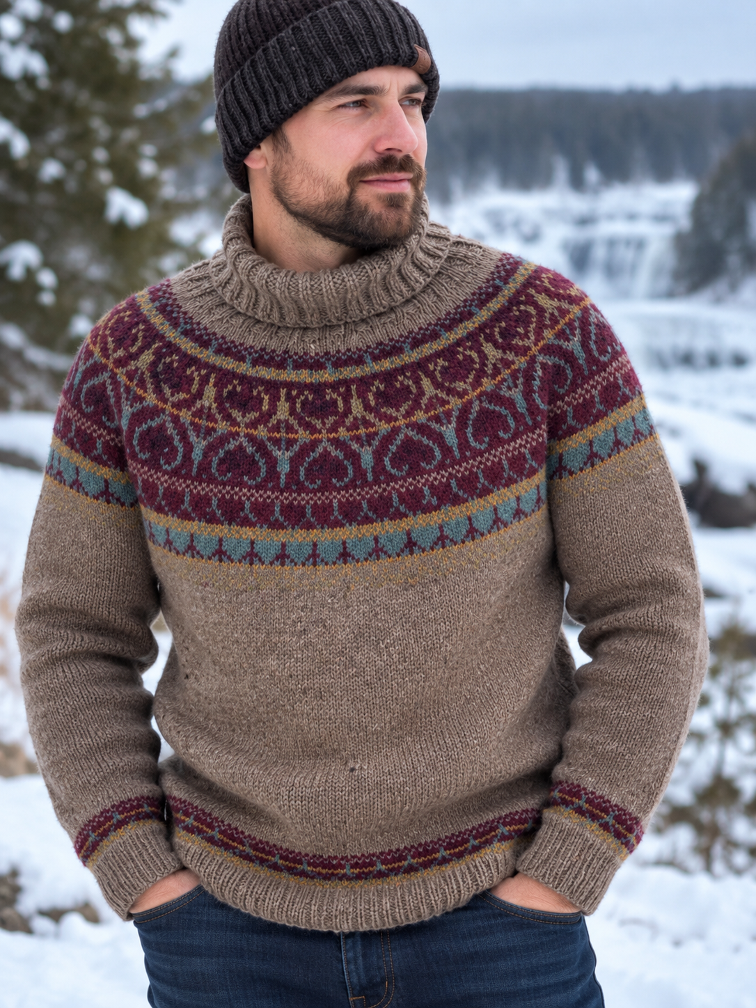 Hand Knit Alpaca Wool Sweater, Medium