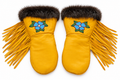 Indigenous-Made Beaded Leather Gauntlets | Beaver Fur | XL