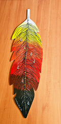 Red Rainbow Wooden Feather