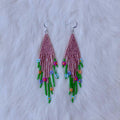 Rose Daisy Fringe Beaded Earrings