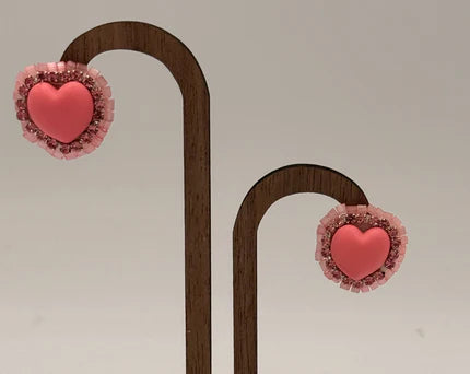 Mini Stud Hearts Beaded Earrings