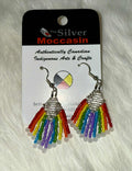 Mini Silver Rainbow Beaded Earrings