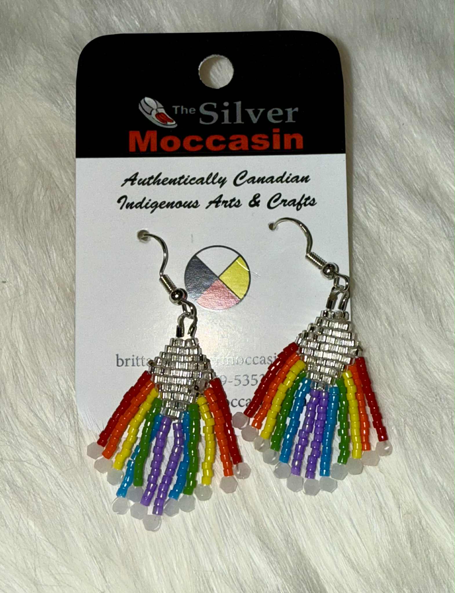 Mini Silver Rainbow Beaded Earrings