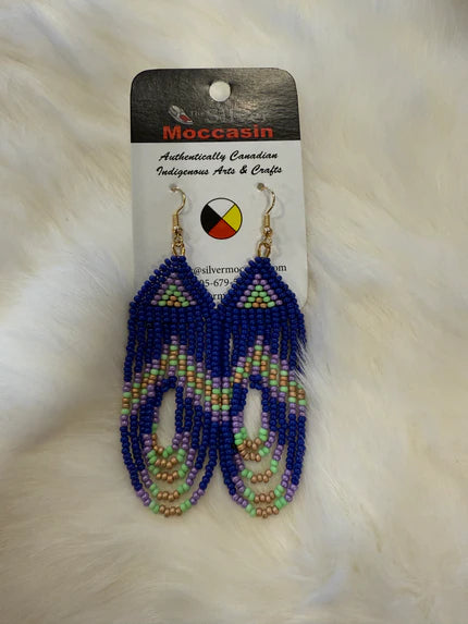 Blue Loop Beaded Earrings