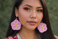 Purple Florals Beaded Earrings