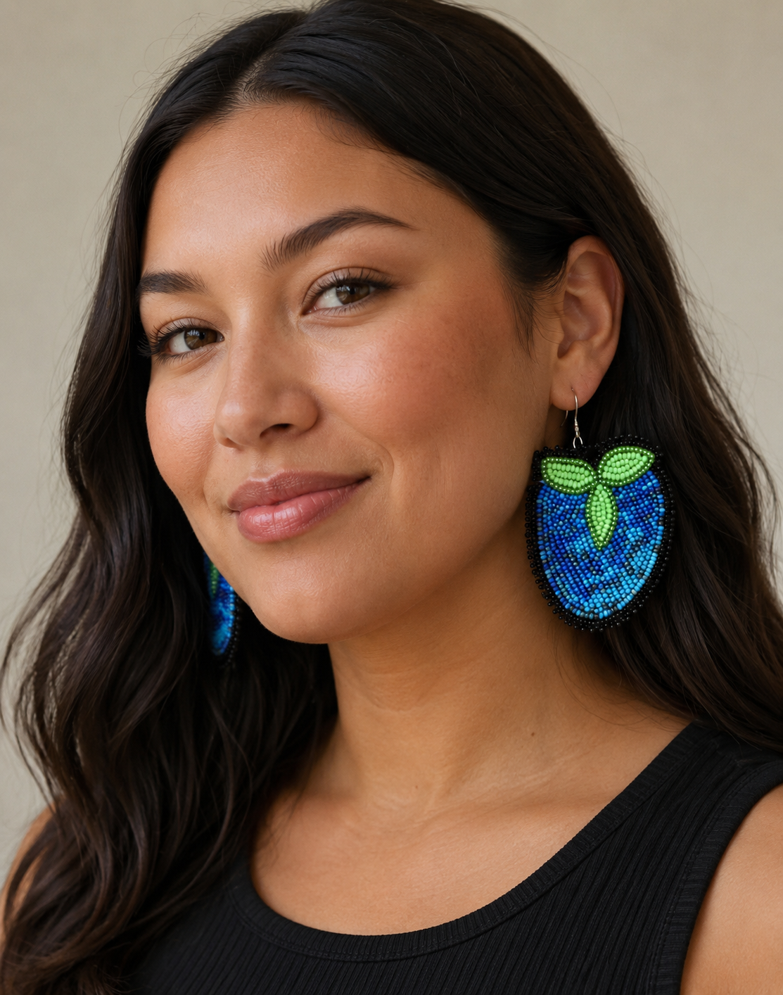 Beaded Blue Strawberry Earrings