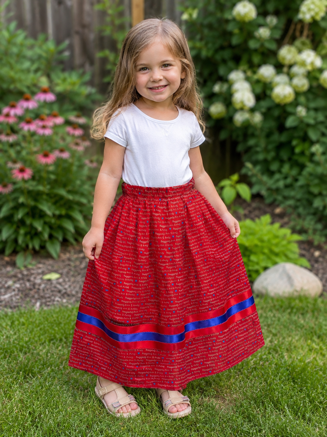 Children’s Raggedy Ann & Andy Ribbon Skirt – Red & Blue