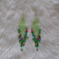 Mint Daisy Fringe Beaded Earrings