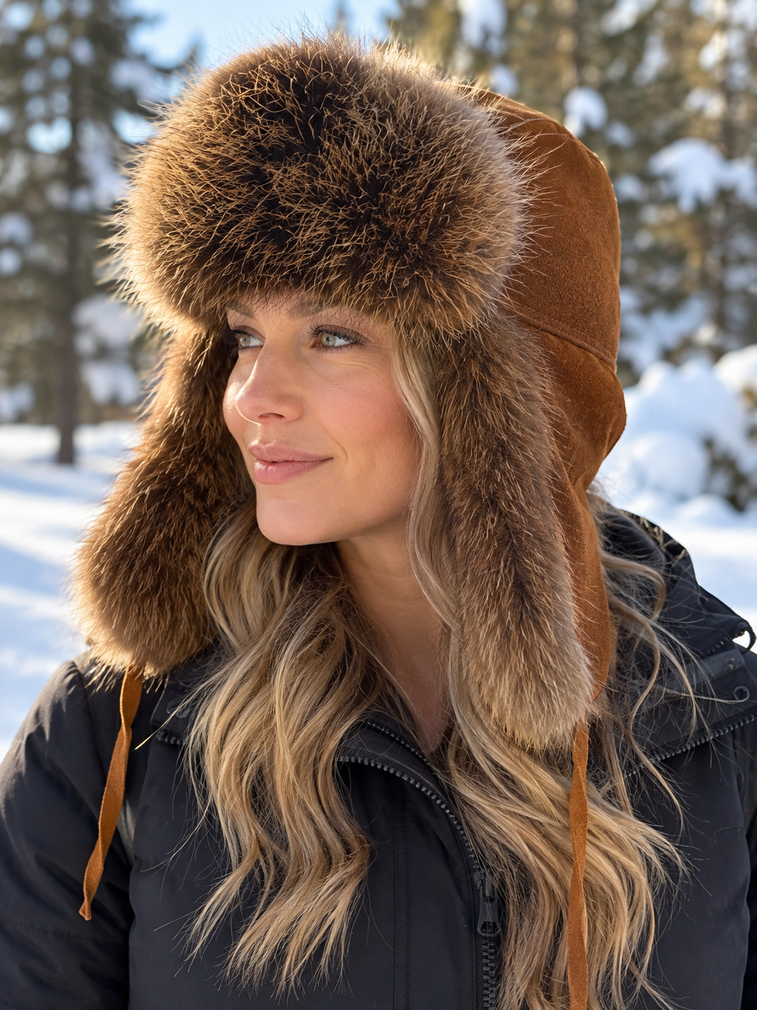 Genuine Fur & Leather Trapper Hat – Handmade Winter Hat