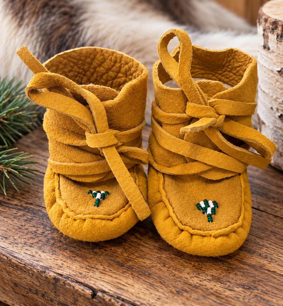 Handmade Baby Wrap Moccasins – 6–12 Months