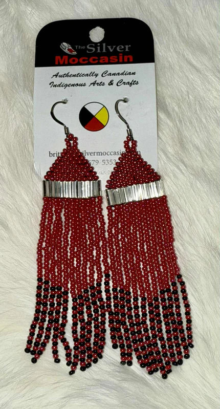 Poppy Red Beaded Earrings