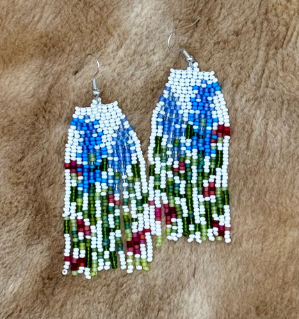 Lavander Flower Beaded Earrings