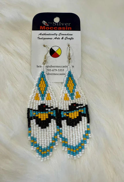 Blue Thunderbird Beaded Earrings