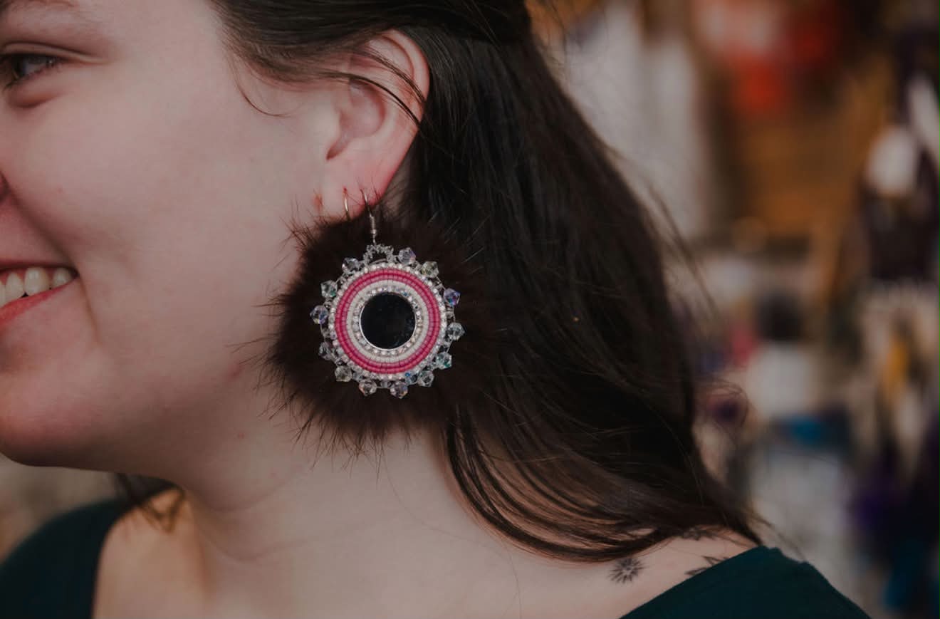 Midnight Mirror Beaded Earrings