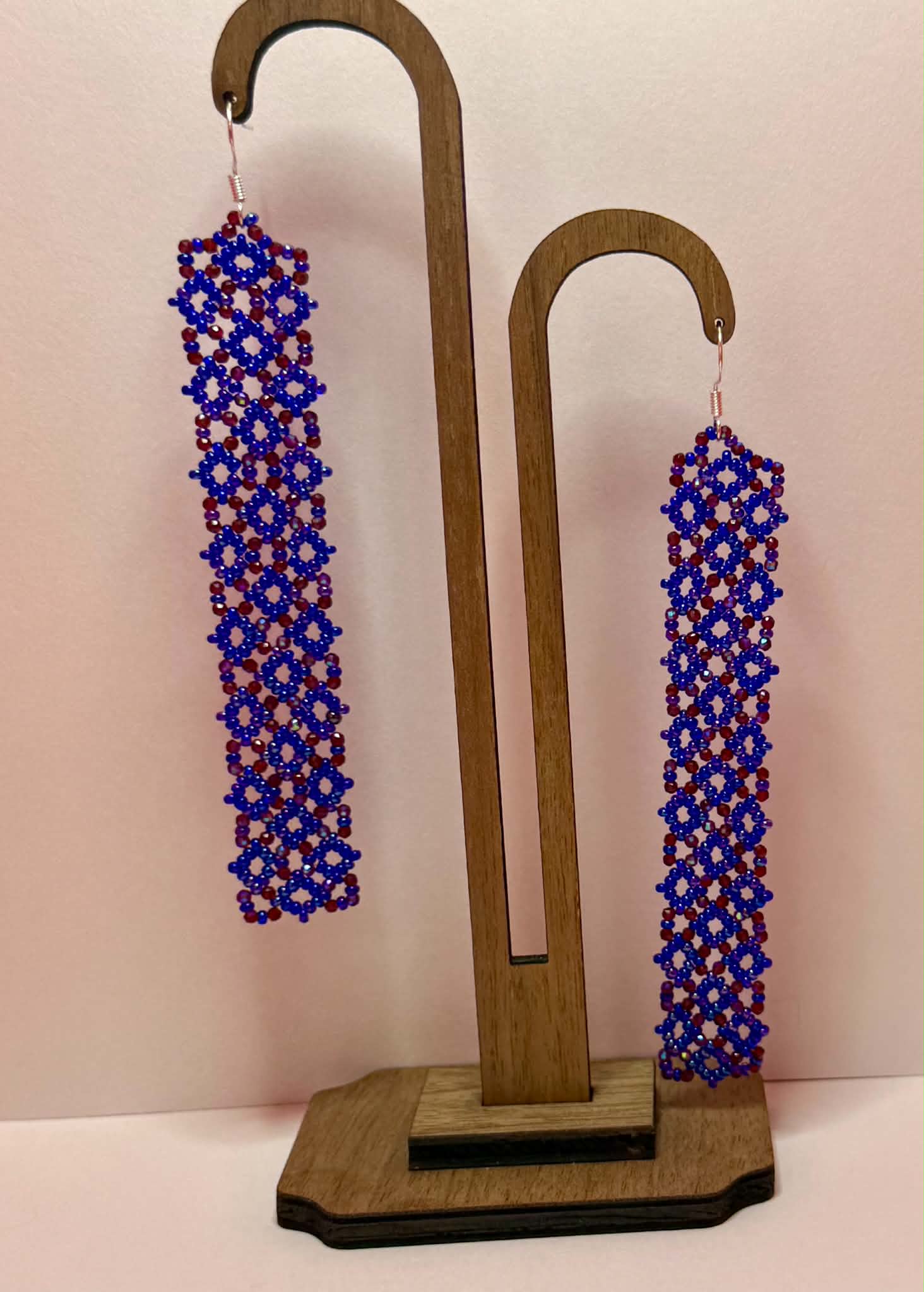 Blue Lace Beaded Earrings