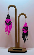 Pretty in Pink Ying Yang Fringe Beaded Earrings