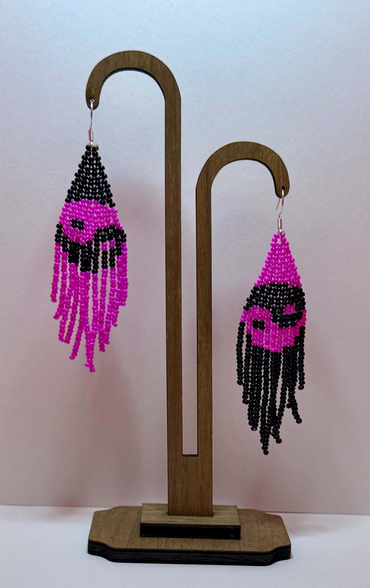 Pretty in Pink Ying Yang Fringe Beaded Earrings