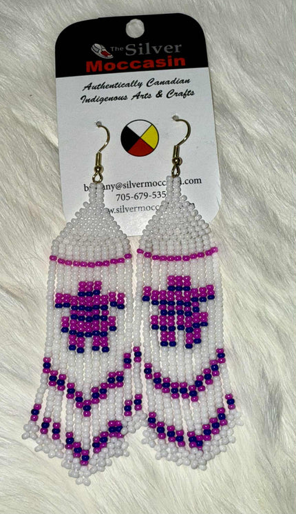 Purple Inukshuk Beaded Earrings